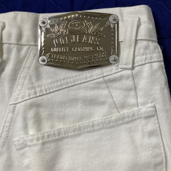 Vintage No! Jeans White High Rise Tappered Button Fly Jeans Size 25x28 80s Moped - Picture 4 of 12